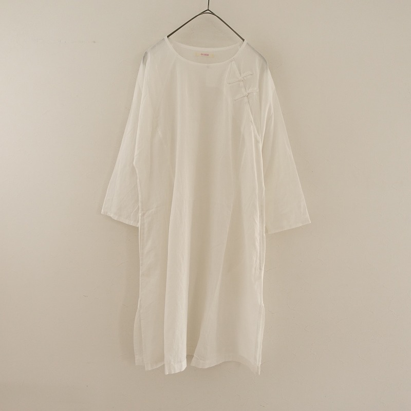 キコ QUICO *チャイナボタンワンピース*ホワイト白ロングシャツチュニックドレス薄手(25-2410-452)【72K42】