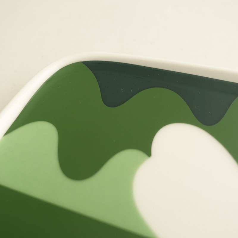 【北歐】美品/マリメッコ marimekko *UNIKKO×Lokki スクエアプレート 15×12㎝*お皿食器グリーン【陶器】(wa23-2411-3)【03K42】