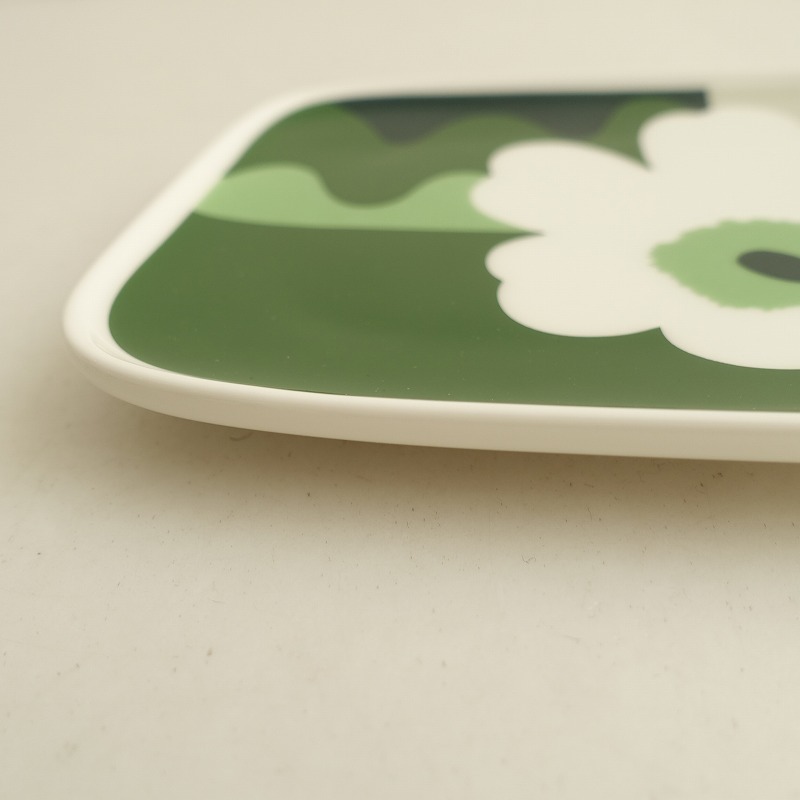 【北歐】美品/マリメッコ marimekko *UNIKKO×Lokki スクエアプレート 15×12㎝*お皿食器グリーン【陶器】(wa23-2411-3)【03K42】