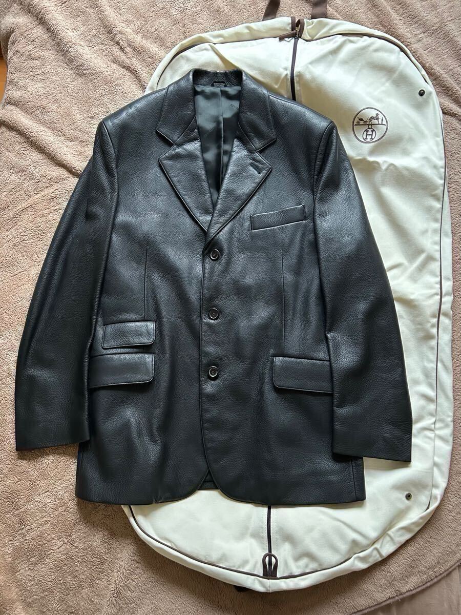 HERMERエルメス 希少ディアスキンジャケットガーメント付黒52XL HERMERエルメス 希少ディアスキンジャケットガーメント付黒52XL