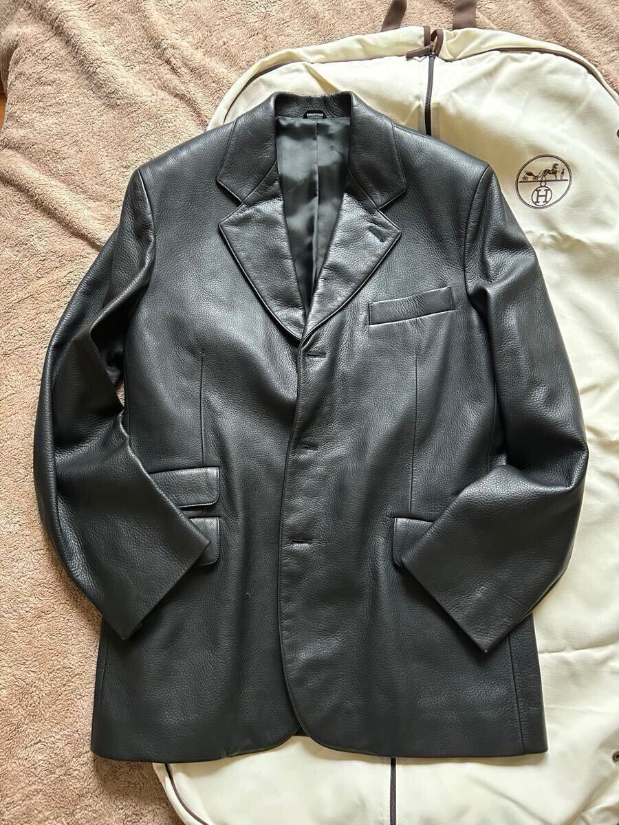 HERMERエルメス 希少ディアスキンジャケットガーメント付黒52XL HERMERエルメス 希少ディアスキンジャケットガーメント付黒52XL