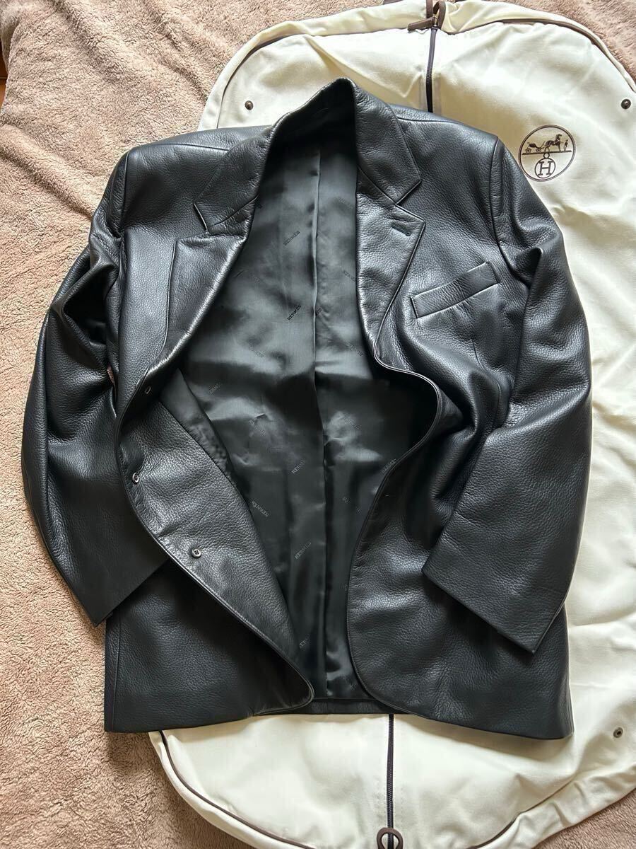 HERMERエルメス 希少ディアスキンジャケットガーメント付黒52XL HERMERエルメス 希少ディアスキンジャケットガーメント付黒52XL