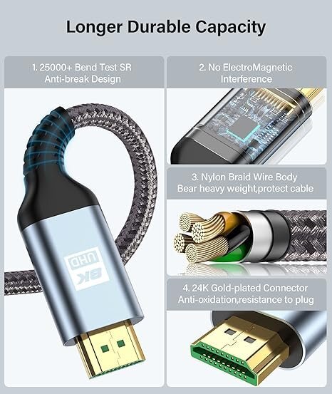 hdmi 2.1 кабель 1m,8k hdmi кабель ( серый ) II0305
