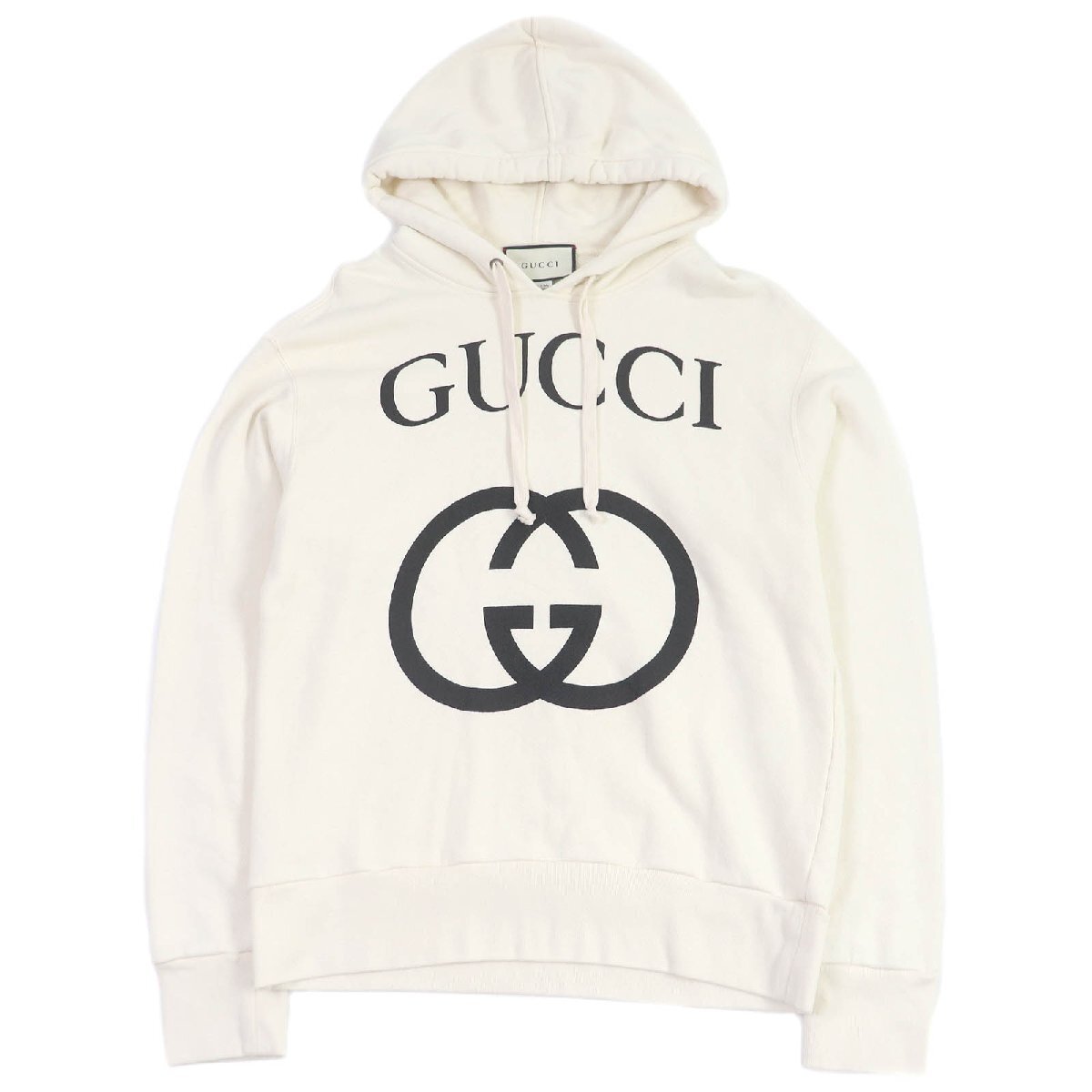 美品□GUCCI グッチ 475374 インターロッキングG ロゴプリント プルオーバー フーディー パーカー アイボリー XS イタリア制 正規(guī)品
