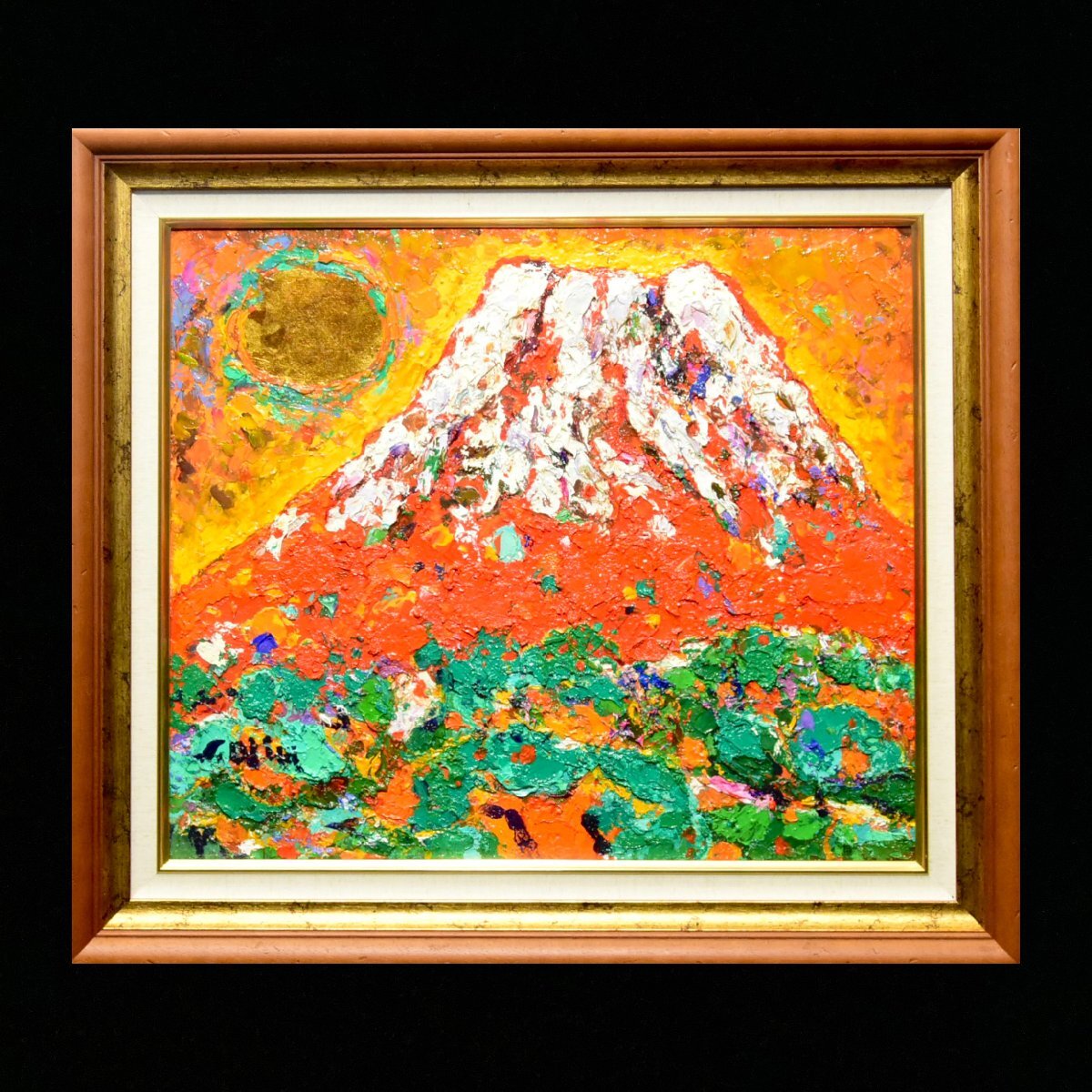 安食慎太郎『赤富士』10号 油彩 油画 油絵 直筆サイン 絵画 【真作】 Yahoo!オークション - (5-27291)安食慎太郎『赤富士』10号 油彩