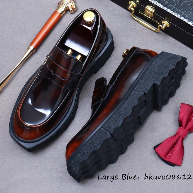  super rare * regular price 11 ten thousand super original leather shoes high class cow leather business shoes worker hand coating up thickness bottom shoes Loafer slip-on shoes leather shoes Brown 24.5cm