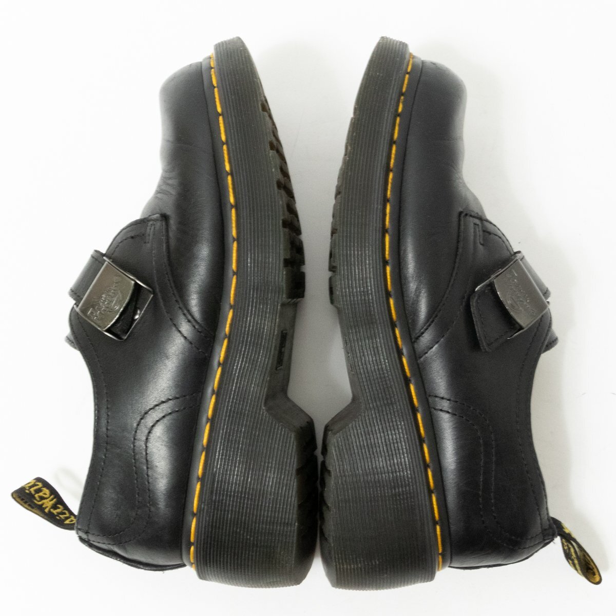 [1 иен старт ]Dr.Martens Dr. Martens AUKLEYmonk туфли с ремешками кожа обувь черный желтый стежок UK4 кожа женский 