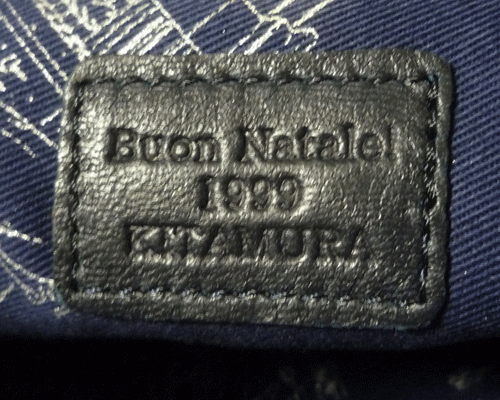 ☆美品☆　キタムラ　Kitamura　Buon Natale!?。保梗梗鼓辍∠薅āˉ欹订`　ネイビー　紺　犬ロゴエンボス　ハンドバッグ　レディース