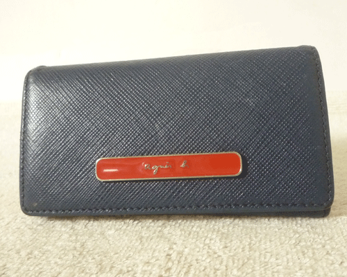 アニエスベー ボヤージュ　agnes b. VOYAGE　レザー　ネイビー　紺?。催B　キーケース