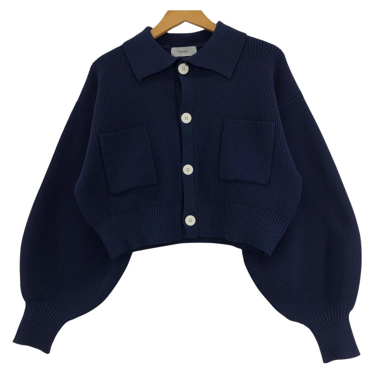 forksy. フォルクシー クロップド カーディガン sizeFREE/ネイビー