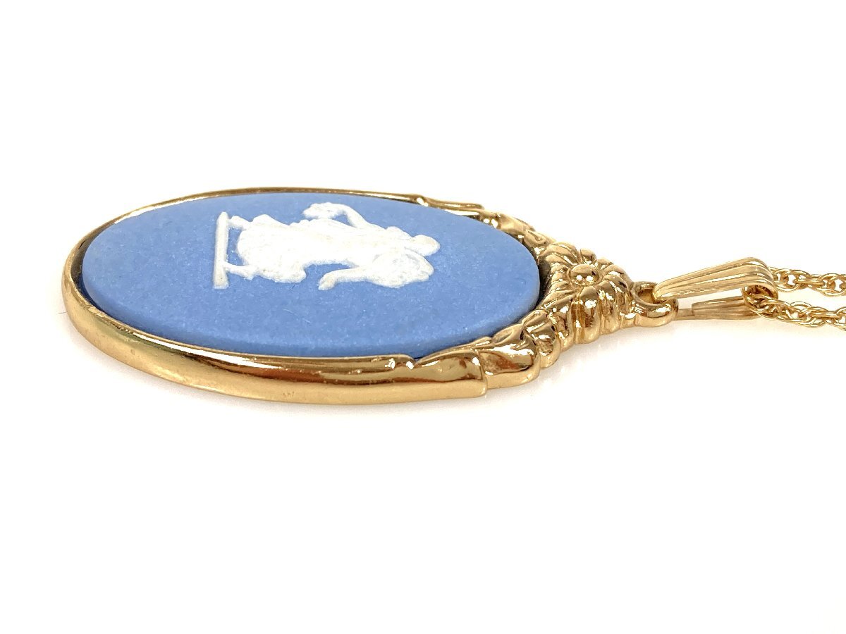  Wedgwood Wedgwood oval necklace pendant length 4.4cm ceramics light blue × white × Gold color YAS-10539