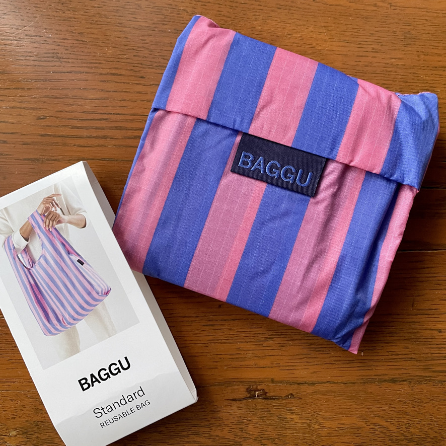 BAGGU STANDARD BAGGU негодный номер товар полоса голубой × розовый стандартный bagu эко-сумка 