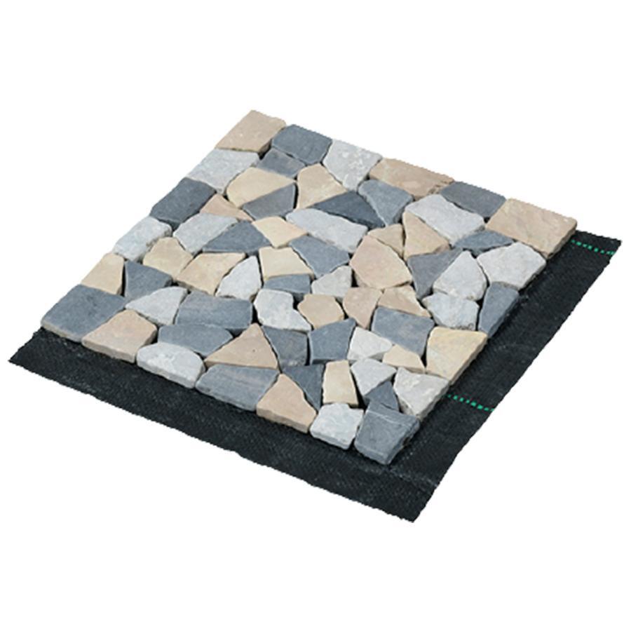 山善 YAMAZEN ガーデンマスター 天然石マット ベージュ/グレー 防草シート付き 30枚セット STM-30BS×30 雑草対策 簡単設置 天然石タイル