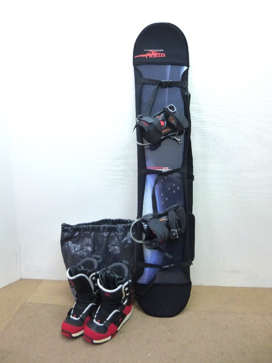 11195★スノーボード kissmark CITYCORAL 153 & ビンディング + ブーツ DC Phase BLACK ( US9 / EUR42)★中古・美品★