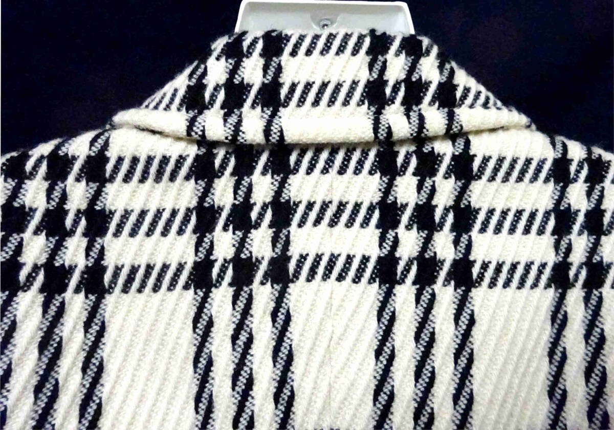 ●MK KLEIN ミッシェルクラン / ウール混・厚手アウターコート・オフホワイト＆ブラック・タータンチェック柄・サイズ38(Ｍ相当) / USED_画像5