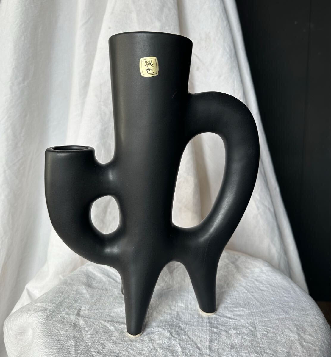 アート モダン インテリア 信楽焼 花器 秘色窯 花瓶 陶器 いけばな 個性的 幅約22×8.5cm高さ28.5cm レトロ Vase Flower Vintage 置物