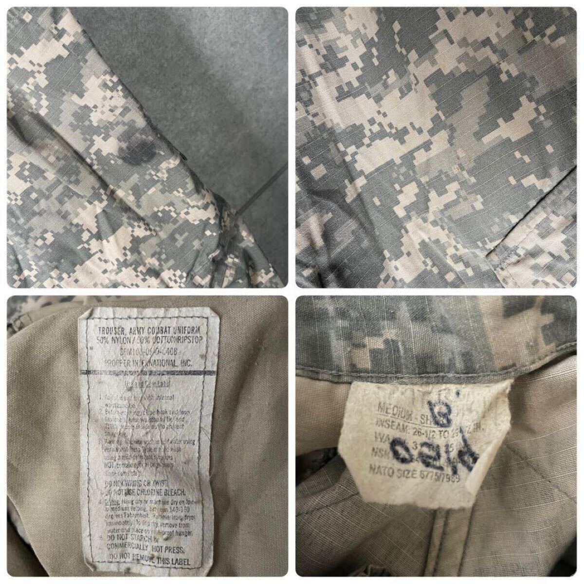 [古着]ビンテージ　コンバットパンツ　US ARMY　デジタルカモ　ACU　米軍実物　アメリカ特殊部隊　迷彩　カモフラ　ミリタリー　カーキ　L
