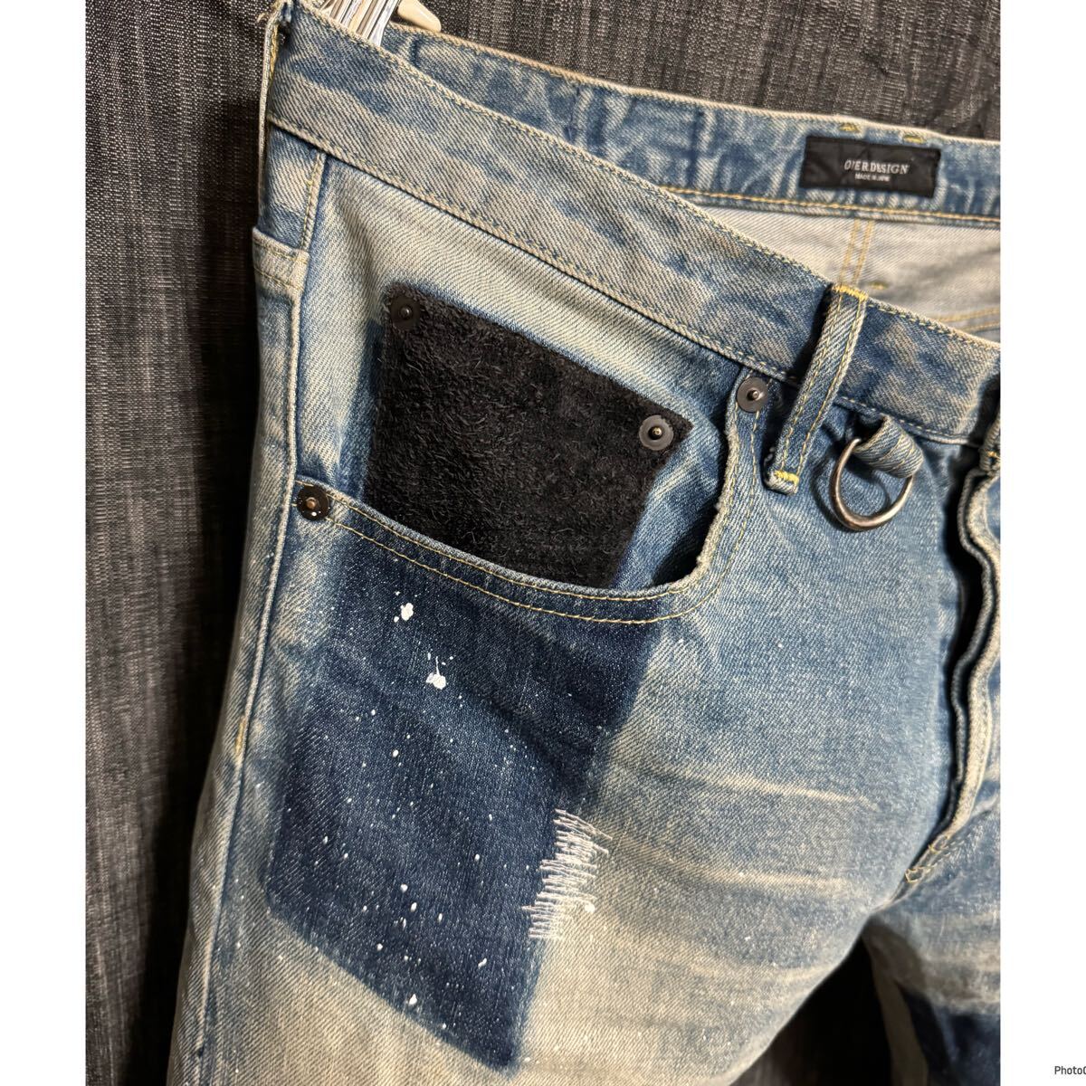 OVERDESIGN バンドTリメイク セルビッチデニム 34 XL ジーンズ OVERDESIGN バンドTリメイク セルビッチデニム 34 XL ジーンズ