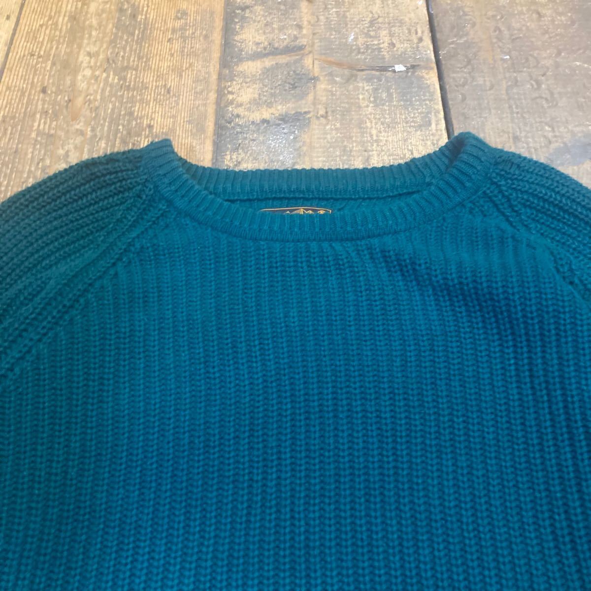 90s Eddie Bauer Plain Cotton Knit エディバウアー コットンニット　無地　グリーン　sizeL 90年代