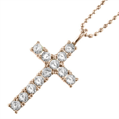 ネックレス クロス ダイヤモンド 4月誕生石 k10ピンクゴールド ネックレス クロス ダイヤモンド 4月誕生石 k10ピンクゴールド