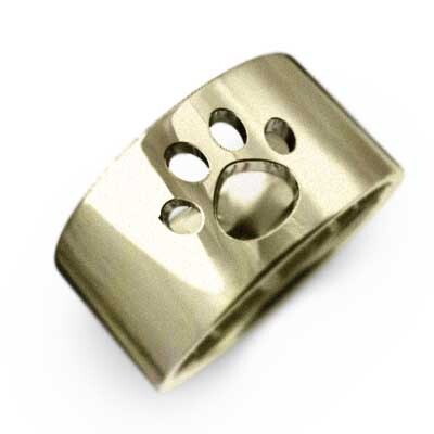 k10イエローゴールド 平打ちの 指輪 スタンダード 猫 約10mm幅 大サイズ 厚さ約1.4mm 肉球抜き