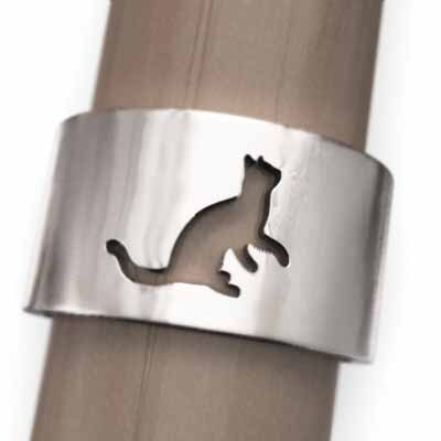 リング 猫 シンプル 18金ホワイトゴールド 猫の型抜き