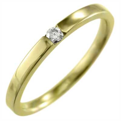 k18 平打ちの 指輪 オーダーメイド結婚指輪にも 一粒 4月誕生石 天然ダイヤモンド