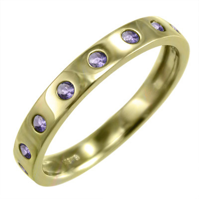 アメシスト(紫水晶) リング 18金イエローゴールド 2月の誕生石 9ピース