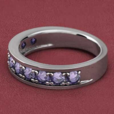 ハーフ 一文字 リング アメシスト(紫水晶) 白金（プラチナ）900