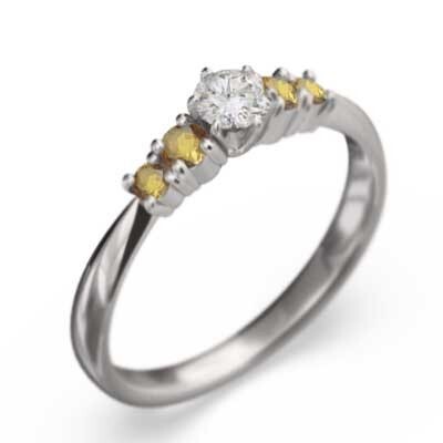 リング (黃水晶)シトリン 天然ダイヤモンド 白金（プラチナ）900 11月誕生石
