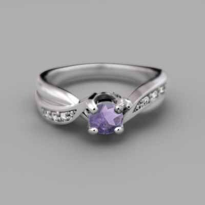 オーダーメイド 結(jié)婚指輪 にも アメシスト(紫水晶) 天然ダイヤモンド 10kホワイトゴールド 中央石約3.8mm