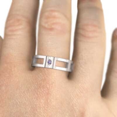 アメジスト(紫水晶) リング 1粒石 2月誕生石 18金ホワイトゴールド