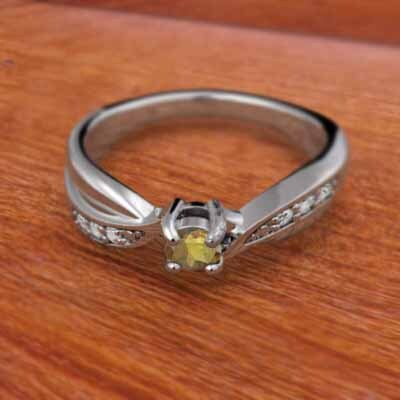 白金（プラチナ）900 オーダーメイド マリッジリング にも (黃水晶)シトリン 天然ダイヤモンド 中央石約3.0mm
