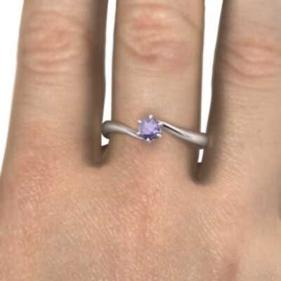 アメシスト(紫水晶) リング 一粒石 2月の誕生石 18金ホワイトゴールド
