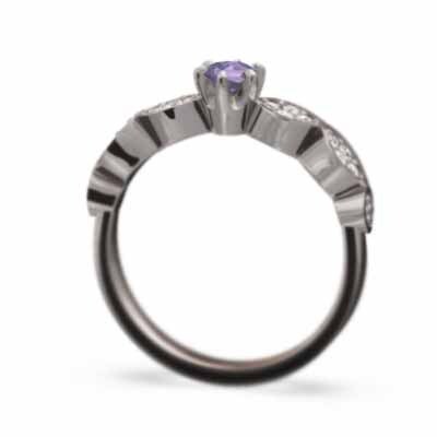 18kホワイトゴールド リング アメシスト(紫水晶) 天然ダイヤモンド 2月の誕生石