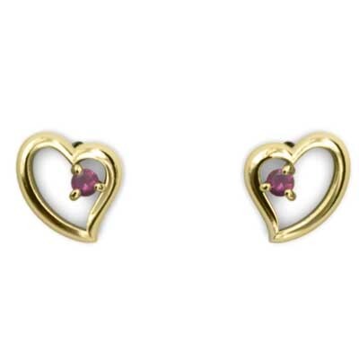 【超ポイント祭?期間限定】 オープン ハート 両耳 ピアス ルビー 18金イエローゴールド ルビー