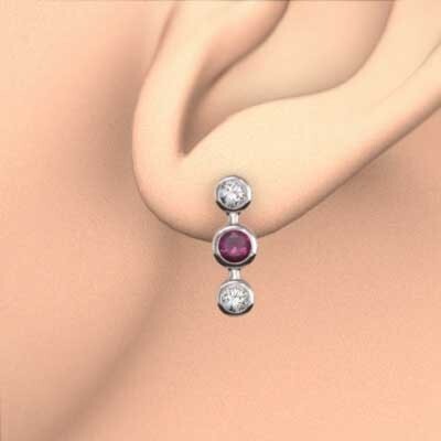 定率割引 往復 ピアス 両耳 3ストーン キャッチ プラチナ900 7月誕生石 ルビー ルビー