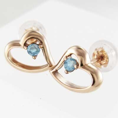 【ラッピング不可】 ペアピアス ブルートパーズ k18ピンクゴールド オープンハート トパーズ
