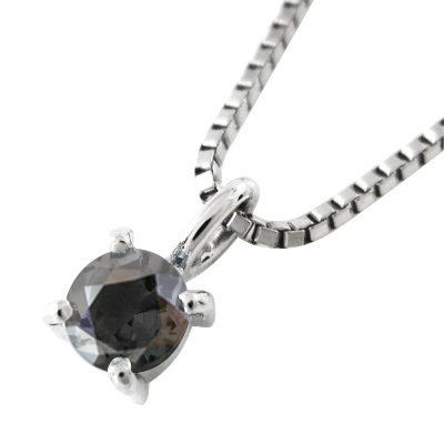 ペンダント ネックレス 一粒 ブラックダイアモンド 4月誕生石 18金ピンクゴールド 中サイズ K10 ネックレス 甲丸 1粒石 4月誕生石 ブラックダイヤ 小サイズ