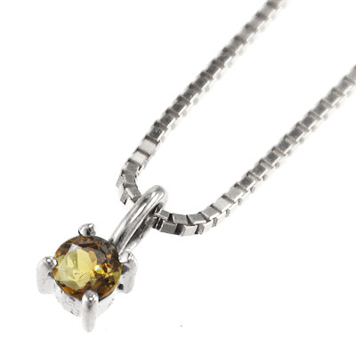ペンダント ネックレス 一粒 シトリン(黄水晶) 約2.75mm プラチナ900 11月の誕生石