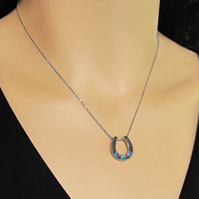  blue topaz pendant horseshoe s Lee Stone 11 month birthstone white gold k18 large size 