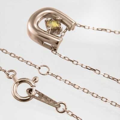 ジュエリー ネックレス シトリン(黃水晶) お守りに馬蹄 一粒 k18ピンクゴールド 11月の誕生石