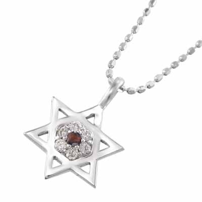 【爆売り!】 ジュエリー ネックレス ヘキサグラム 星の形 ガーネット 天然 ゴールド