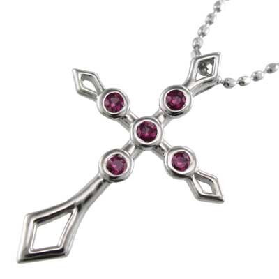 ペンダント ファイブ ストーン ルビー 18金ホワイトゴールド
