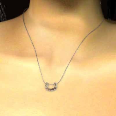 k10ホワイトゴールド シトリン(黃水晶) 11月の誕生石 馬蹄