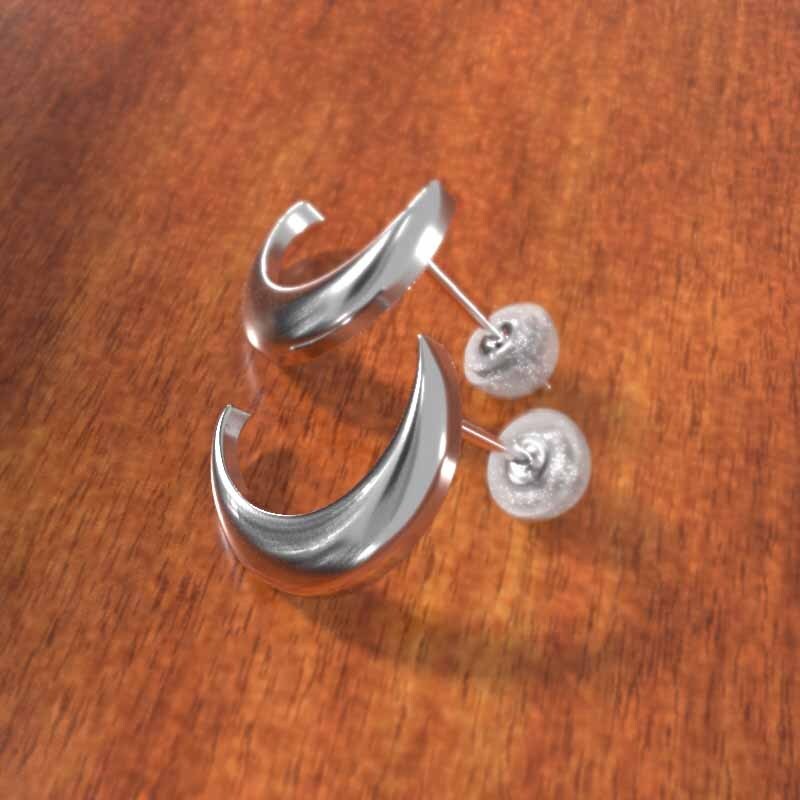 ムーン スタンダード 両耳 ピアス ピンクゴールドk18 キャッチ付き