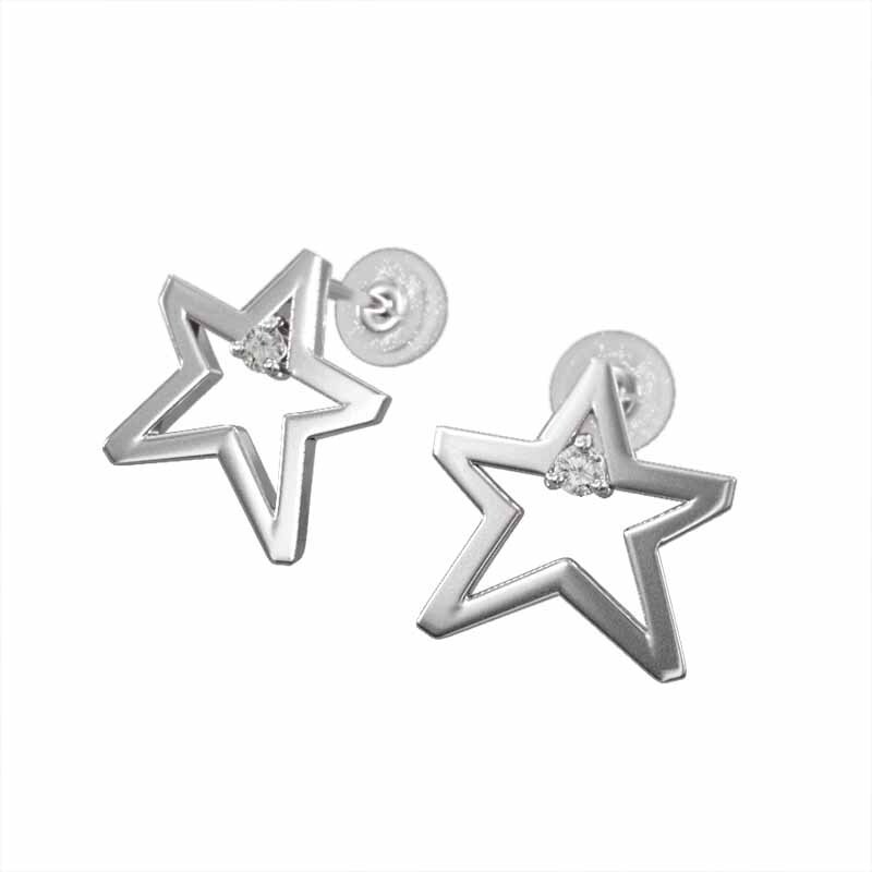 【限定品】 1粒石 ペアピアス Pt900 天然ダイヤモンド キャッチ 星 スター その他