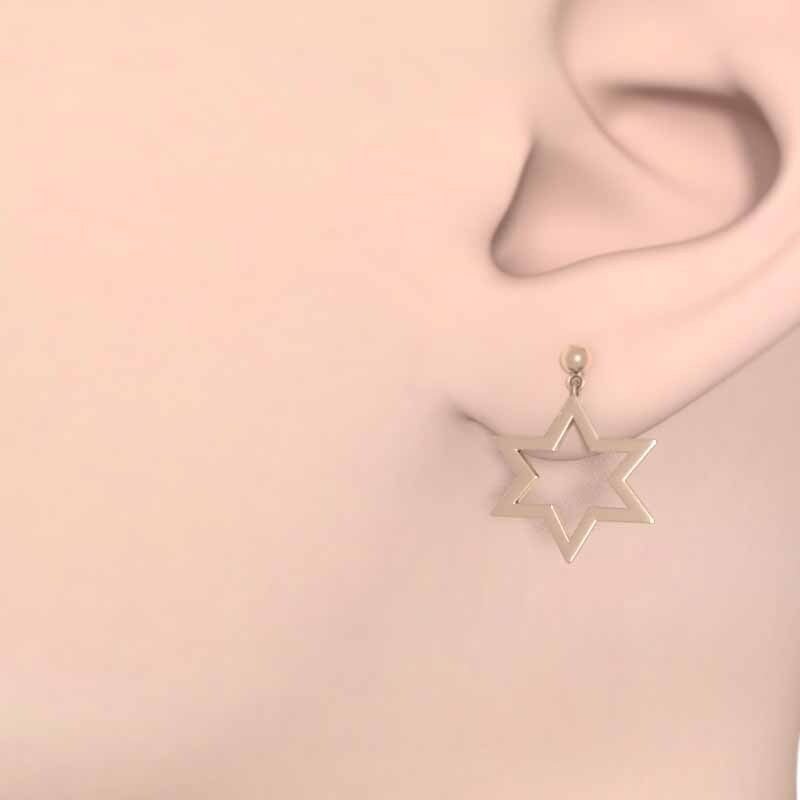 六芒星 スタンダード 両耳 ピアス 18kピンクゴールド キャッチ付き 中サイズ