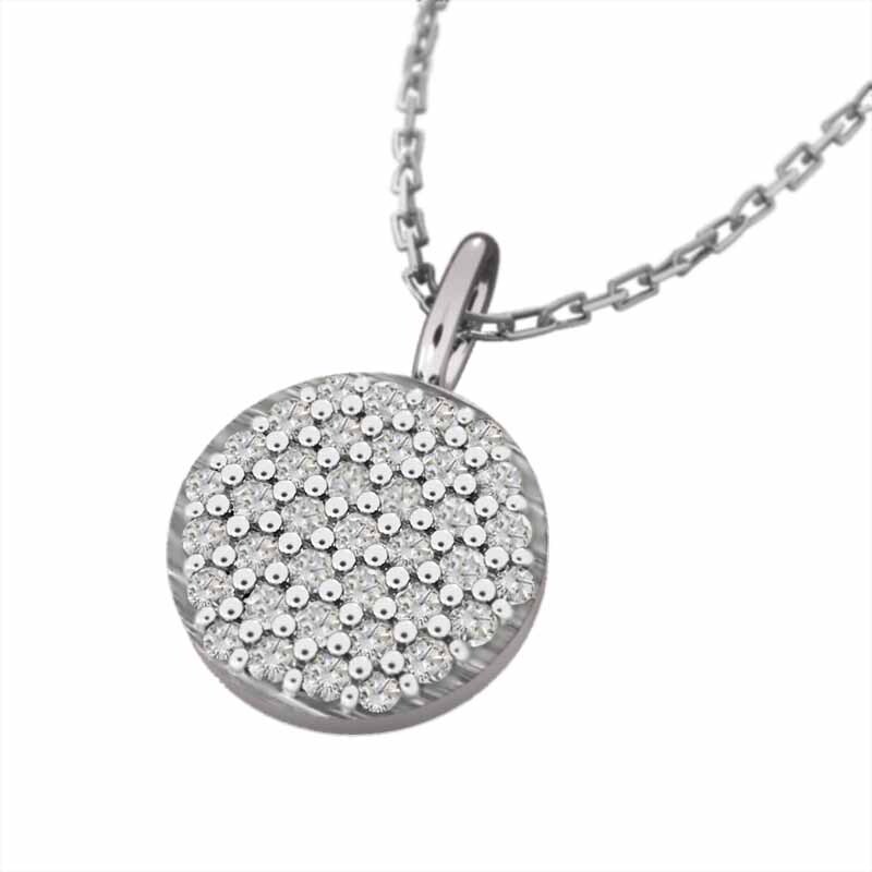 ペンダント ネックレス 敷き詰めシリーズ ダイアモンド 4月誕生石 k10ホワイトゴールド 丸型