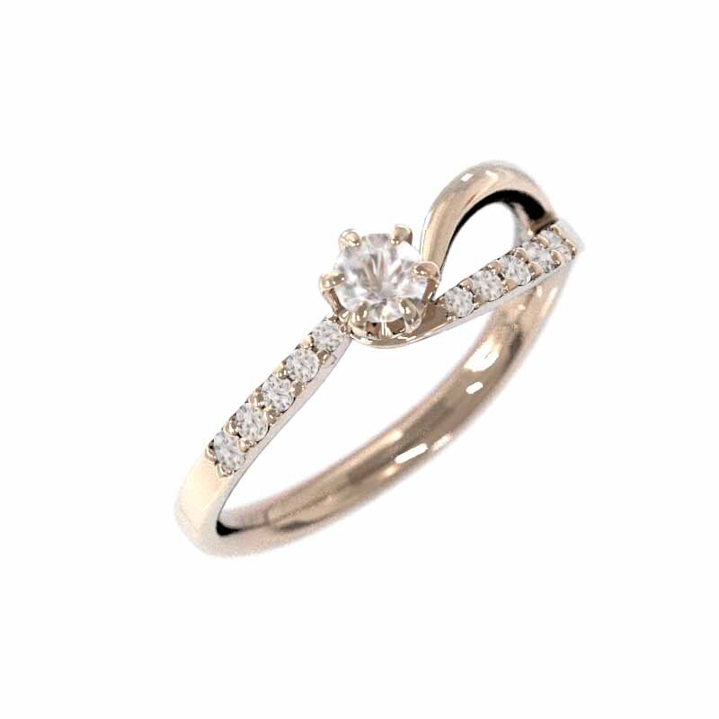 オーダーメイド 結婚指輪 にも 天然ダイヤ ピンクゴールドk10